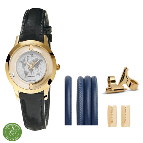 Collect ur 334GWBL-WORLDK  + Blå Watch Cord set - Christina Jewelry & Watches